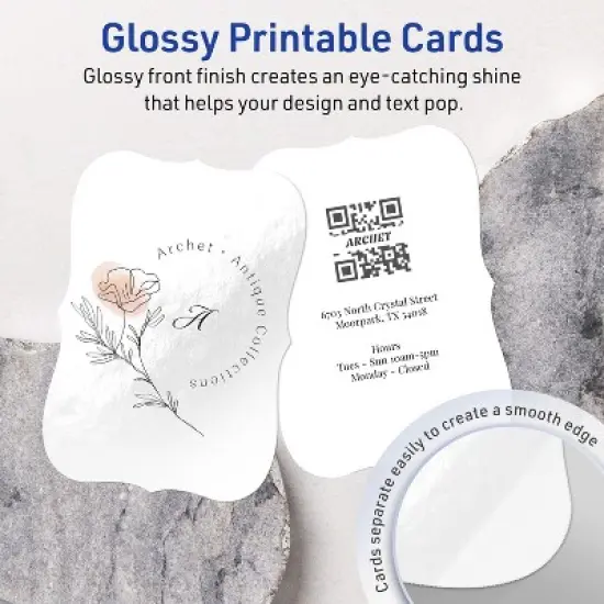 Avery Glossy White Invitation Cards, 5" x 7" Rectangle Flourished Edge image {1}