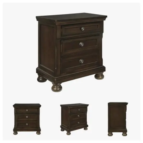 Signature Design by Ashley Porter Classic 2 Drawer Nightstand with Dovetail and Ball-bearing Construction, Dark Brown image {5}