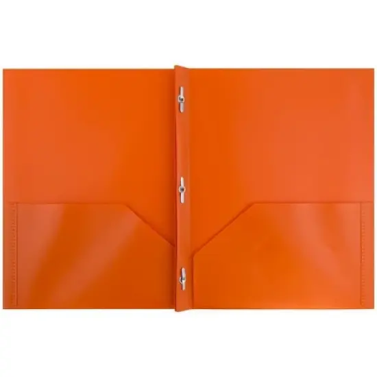 JAM 6pk POP 2 Pocket School Presentation Plastic Folders with Prong Fasteners Orange image {1}