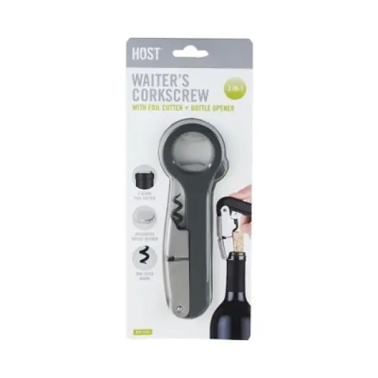 HOST Double Hinged Corkscrew, Black Bottle Opener and Foil Cutter, Wine Key, Bar Accessories image {8}