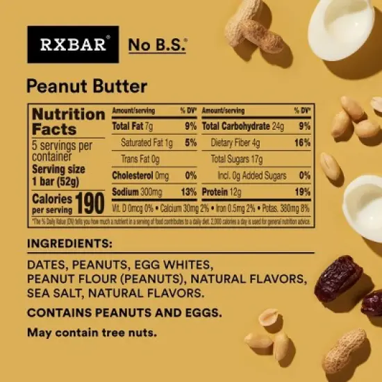 RXBAR Peanut Butter Protein Bars - 5ct/9.1oz image {7}