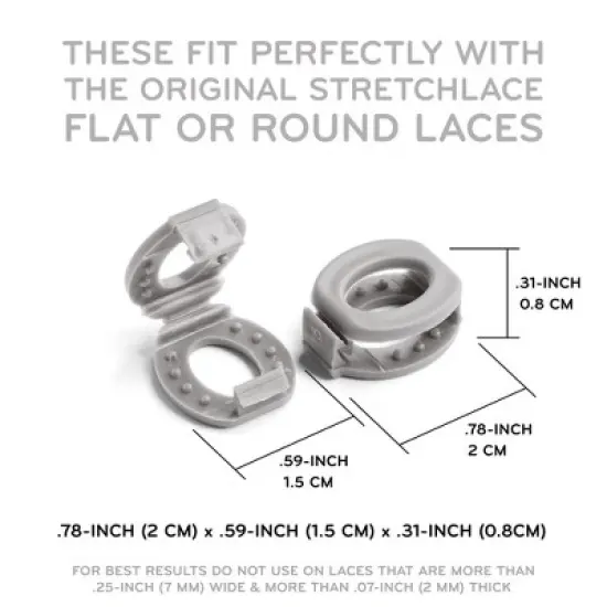 The Original Stretchlace Shoelace Knot Clips &ndash; Grey Shoe Lace Bow Holder Accessory (3 Pair) image {2}