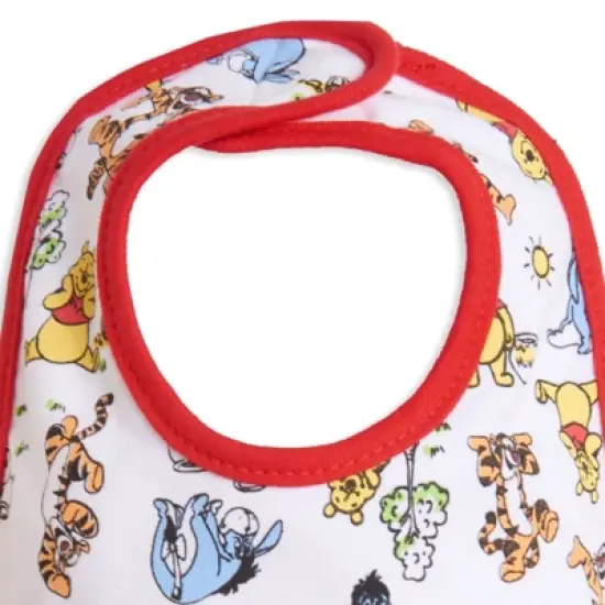 Disney Winnie the Pooh Tigger Eeyore Piglet Baby Boys 5 Pack Side Snap Bibs image {6}