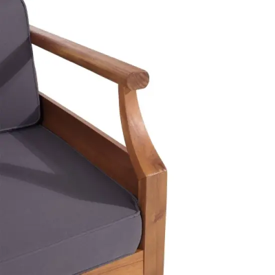 Aston Outdoor Mid-Century Modern Acacia Wood Sofa with Water-Resistant Cushions - Christopher Knight Home image {1}