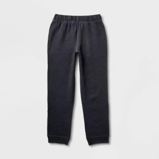 Kids' Adaptive Halloween Fleece Jogger Pants - Cat & Jack&trade; Black image {1}