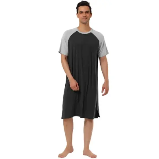 Lars Amadeus Men's  Comfy Lounge Soft Pajamas Loose Short Sleeves Sleep Nightgown Nightwear image {6}