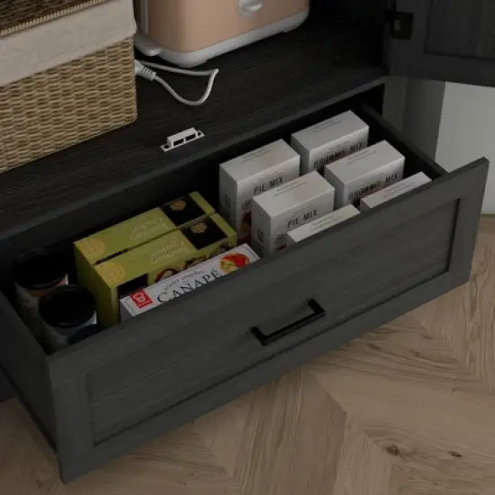 HOMCOM 69" Tall Farmhouse Kitchen Pantry Storage Cabinet with Drawer and Adjustable Shelves image {4}