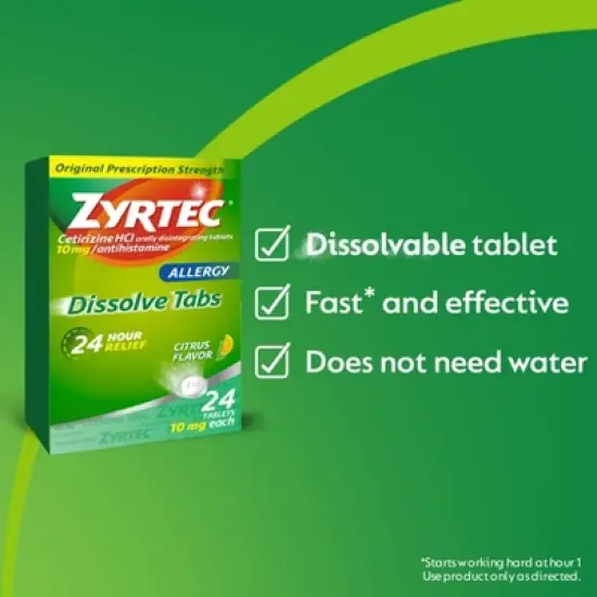 Zyrtec Oral Allergy and Sinus Dissolve Cetirizine Tablets - 24ct image {2}