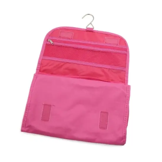 Unique Bargains Hanging Organizer 7 Pockets Cosmetic Wash Case Toiletry Storage Canvas Bag Pink image {2}