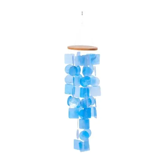 6" Glass Coastal Abstract Windchime Blue/Natural - Olivia & May image {4}