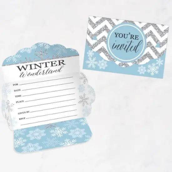 Big Dot of Happiness Winter Wonderland - Fill-In Cards - Snowflake Holiday Party and Winter Wedding Fold and Send Invitations - Set of 8 image {6}