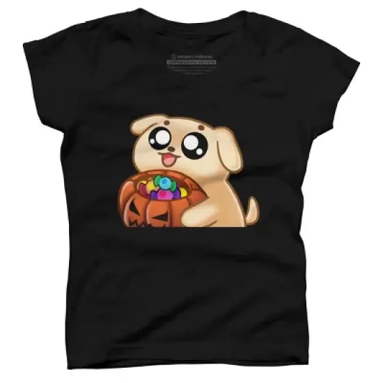 Girl's Design By Humans Halloween Candy Pup By Puppers T-Shirt image {3}