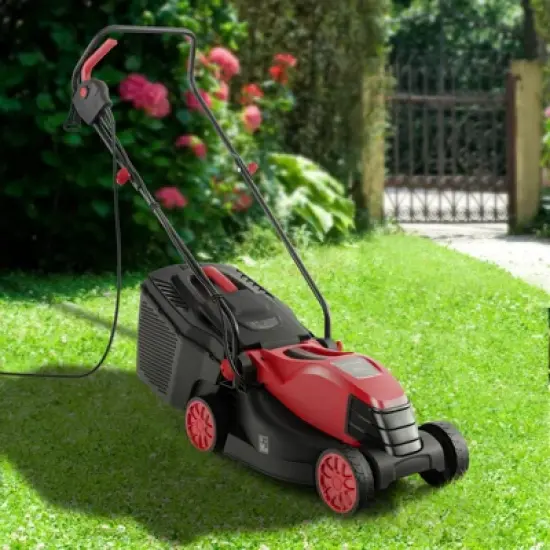 Tangkula Electric Lawn Mower 2-in-1 Versatile Corded Lawn Mower with Grass Collection Box 12 AMP Motor Red image {1}