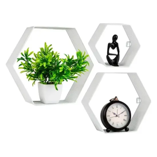 Mind Reader Hexagon Honeycomb Accent Shelf Metal Mesh image {7}