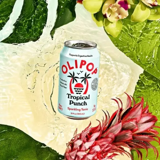 OLIPOP Tropical Punch Prebiotic Soda - 12 fl oz Can image {1}
