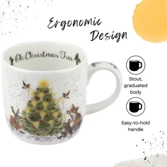 Royal Worcester Wrendale Designs Mug & Coaster Set, 11 Ounce Fine Bone China Holiday Mug Set with Beautiful Animals Motifs image {2}