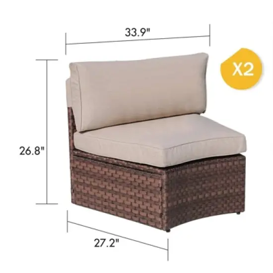 Sunsitt Outdoor Steel Curved Wicker Sofa Beige image {4}