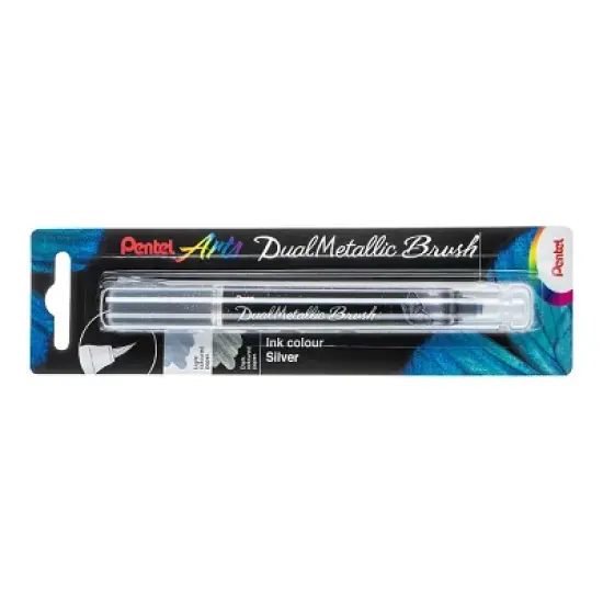Pentel Arts DualMetallic Brush, Silver Ink image {1}