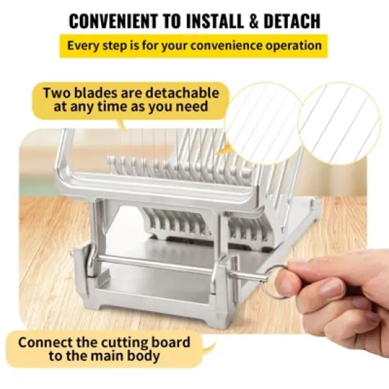 VEVOR Cheese Cutter With Wire 1 cm & 2 cm Cheeser Butter Cutting Blade, Aluminum Alloy Commercial Cheese Slicer, Silver image {6}