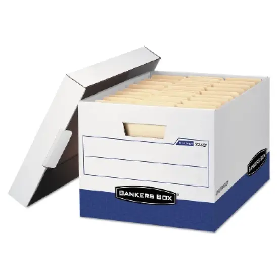 Bankers Box R-KIVE Max Storage Box Letter/Legal Locking Lid White/Blue 12/Carton 07243 image {8}