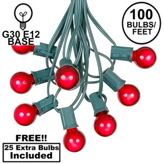 Novelty Lights 100 Feet G30 Globe Outdoor Patio String Lights, Green Wire image {11}