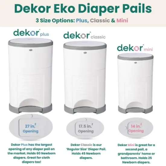Diaper Dekor Eko Classic Diaper Pail - White image {3}