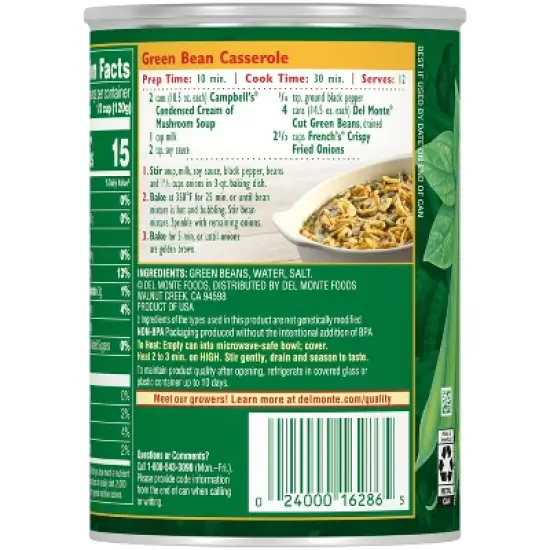 Del Monte Cut Green Beans - 14.5oz image {2}