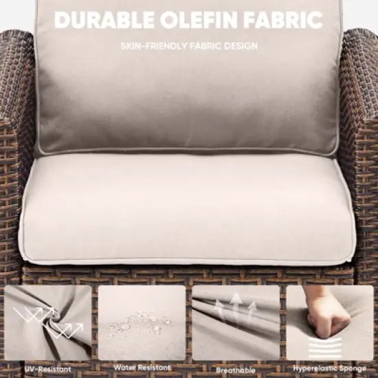 Buenhomino Patio Chairs Wicker Swivel Rocker Set of 2 - Heavy Duty Patio Furniture Set Wicker Outdoor Swivel Glider Chairs for Porch Balcony Deck image {5}