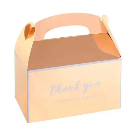 Sparkle and Bash 24 Pack Rose Gold Thank You Party Favor Gable Gift Boxes for Wedding, Birthday Party, 6.25 x 3.5 x 3.5 In image {4}