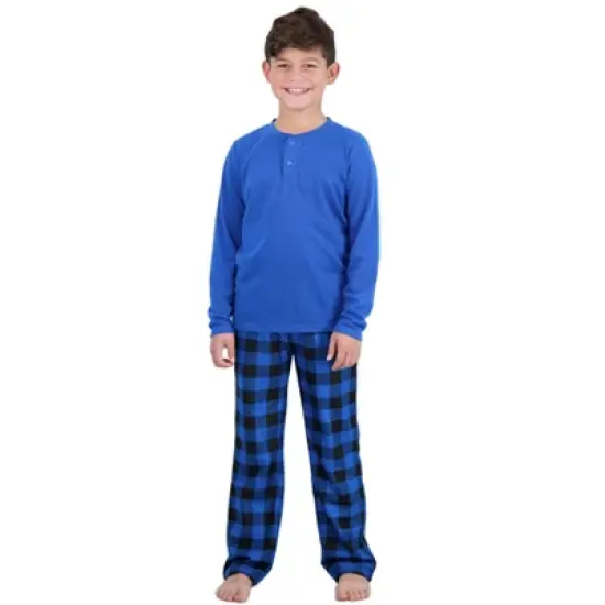 Sleep On It Boys 2-Piece Plaid Pajama Set - Royal image {1}