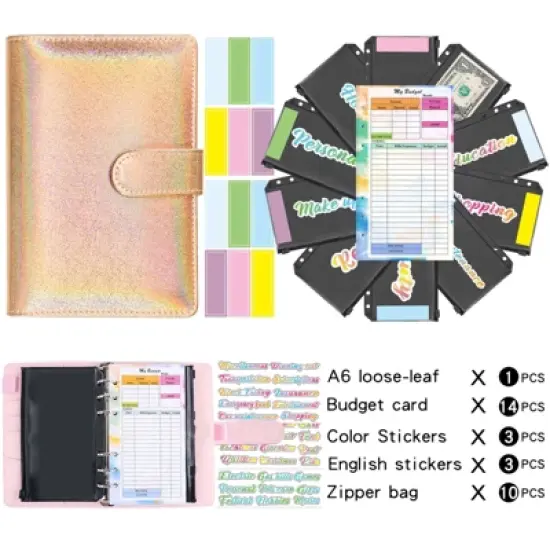 Money Saving Challenge Binder Trackers, A6 Budget Organizer for Cash, Saving Binder with Cash Envelopes, Expense Sheets image {12}