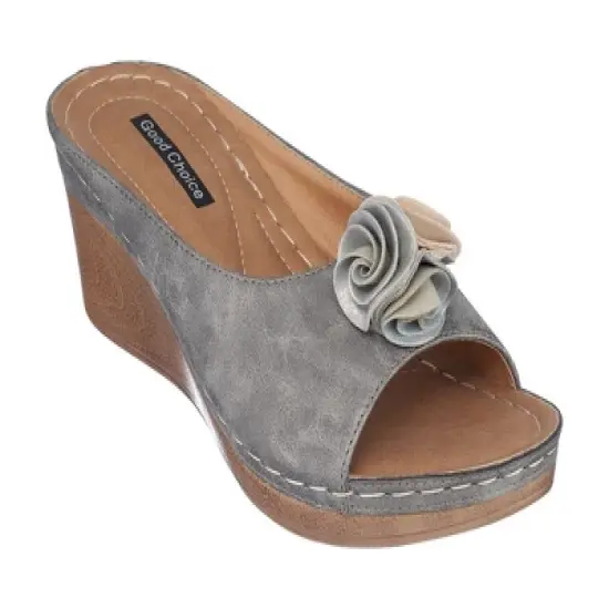 GC Shoes Sydney Flower Comfort Slide Wedge Sandals image {11}