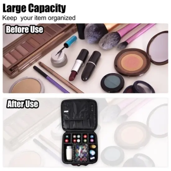 Unique Bargains Makeup Bag Organizer with Adjustable Removable Dividers for Cosmetics Makeup Brushes 1Pcs image {5}