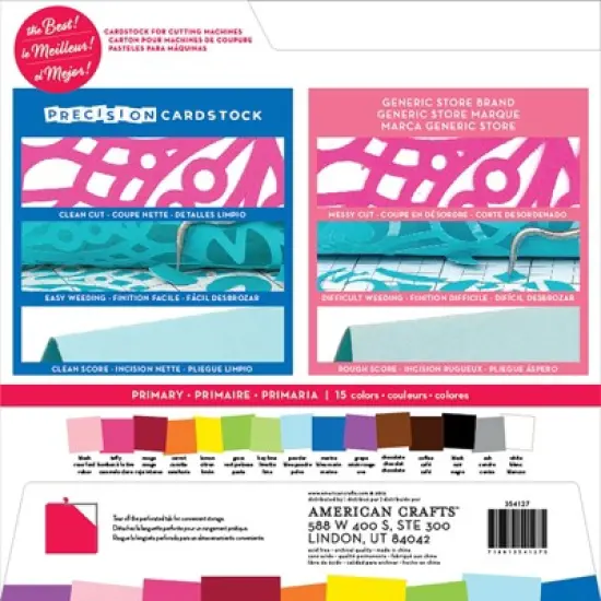 American Crafts Precision Cardstock Pack 80lb 12"X12" 60/Pkg-Primary/Textured image {1}