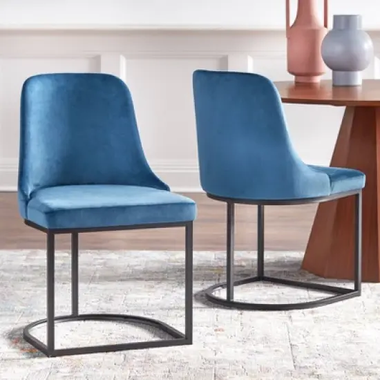 Mikita Barrel Back Dining Chair Blue - angelo:HOME image {1}