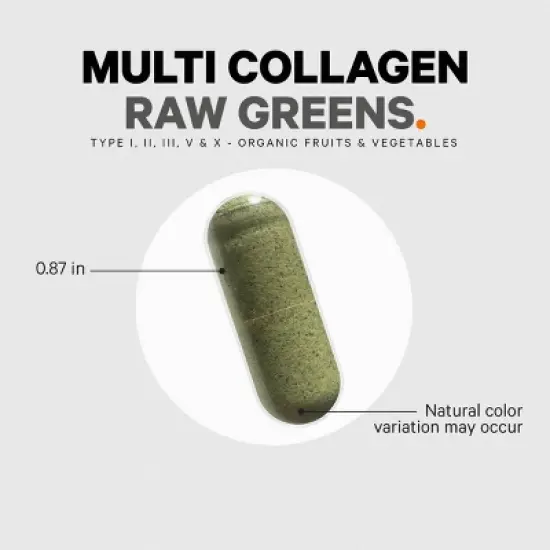 Codeage Multi Collagen Peptides Raw Greens, Hydrolyzed Collagen Protein, 21 Organic Fruits, Vegetables - 180ct image {8}