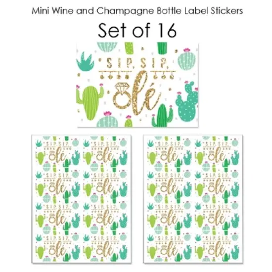 Big Dot of Happiness Final Fiesta - Mini Wine & Champagne Bottle Label Stickers - Last Fiesta Bachelorette Party Favor Gift for Women - Set of 16 image {4}