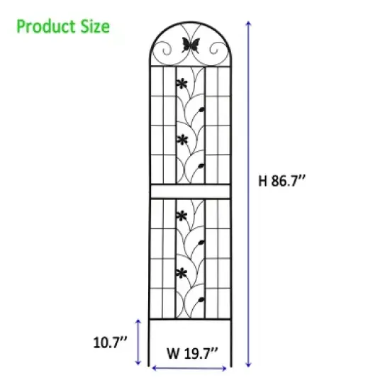 Gulches 2 Pack Metal Garden Trellis 86.7" x 19.7" Rustproof Trellis for Climbing Plants Outdoor Flower Support Black image {3}