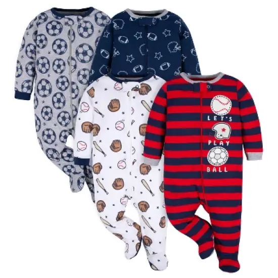 Gerber Baby Boys' Long Sleeve Sleep 'N Plays - 4-Pack image {10}