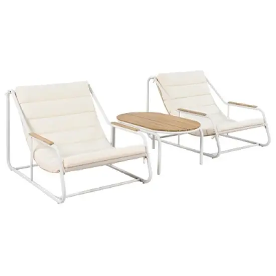 Syemin Patio Chaise Lounges, Outdoor Patio Daybed, Comfy Seat Cushion, Sofa Furniture, for Backyard, Swimming Pool, White, 43.3"*30.3"*29.5" image {2}