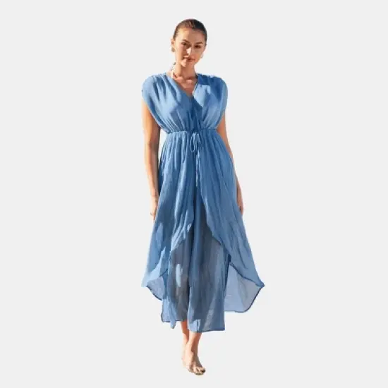 Women's Dreamy Drawstring Ruffled Cover-Up Dress - Cupshe image {6}