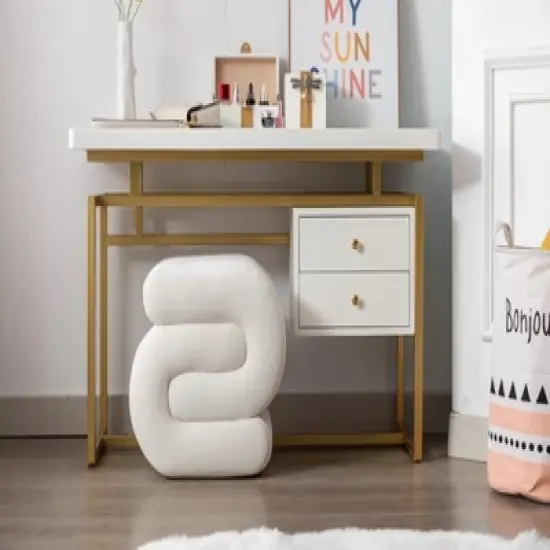 S-shape Velvet Ottoman, Makeup Stool Footstool-ModernLuxe image {3}