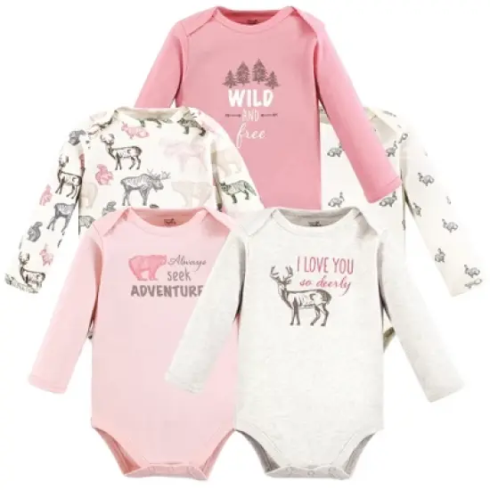 Touched by Nature Infant Girl Organic Cotton Long-Sleeve Bodysuits, Girl Woodland image {7}