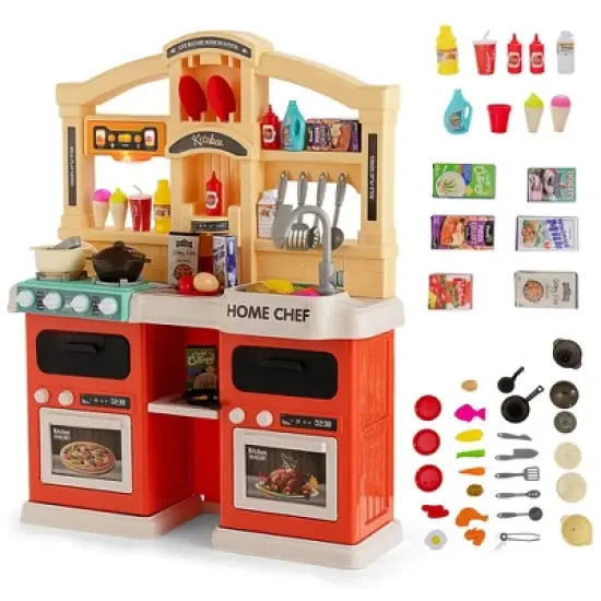 Costway Kids Play Kitchen Set 69PC Kitchen Playset Toys W/ Realistic Lights & Sounds image {11}