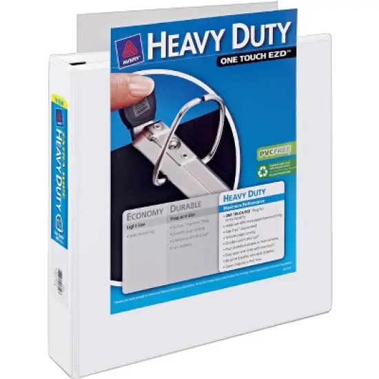Avery Heavy-Duty View 3 Ring Binder, Extra Wide, 1.5" EZD Rings, 1 White Binder (01319) image {8}