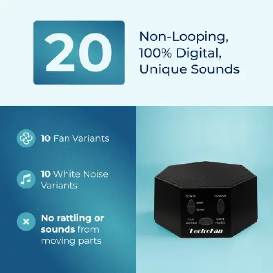 Adaptive Sound Technologies LectroFan Classic White Noise Machine - Global Power Edition with Adaptors for US, UK & EU - Black image {2}