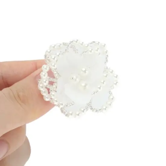 Unique Bargains Shell-Imitating Center Pearls Flowers Shoelace Charms 1 Pair image {2}