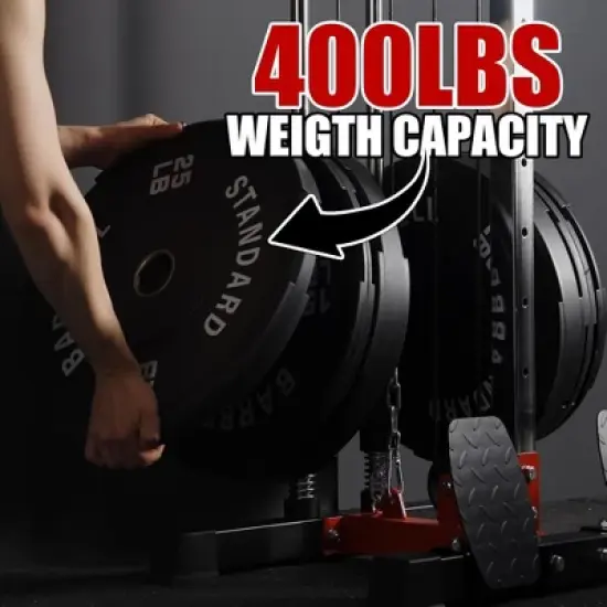 ER KANG Cable Station Wall Mount, Cable Machine with Dual Pulley System, LAT Pull-Down & LAT Row LAT Tower, Home Gym Cable Crossover(Red) image {4}