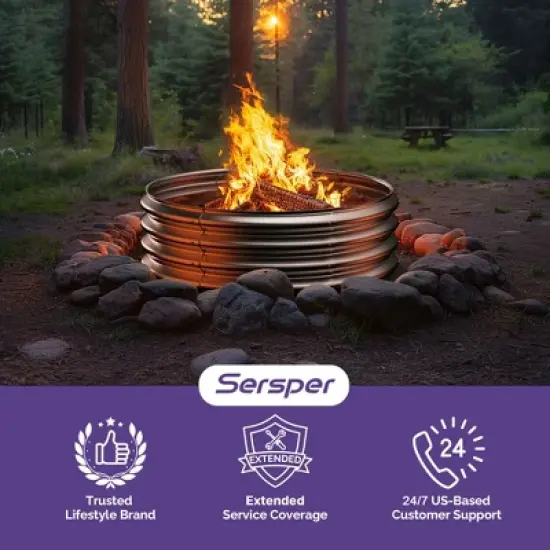 Sersper 3-5 ft Galvanized Steel Fire Pit Ring-Durable, Versatile, and Easy-to-Assemble Fire Pit for Outdoor Gatherings image {6}