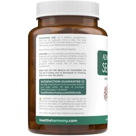 Advanced Irish Sea Moss Capsules, Digestive & Immune System Support, Health's Harmony, 60, 120 or 180ct image {2}